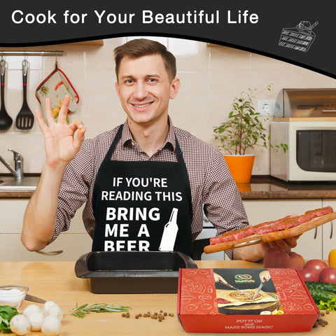 Binggle multi-pocket apron puts utensils and recipe cards at your fingertips