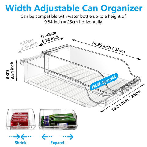 BingoHive expandable can dispenser shown in expanded mode for wider shelves