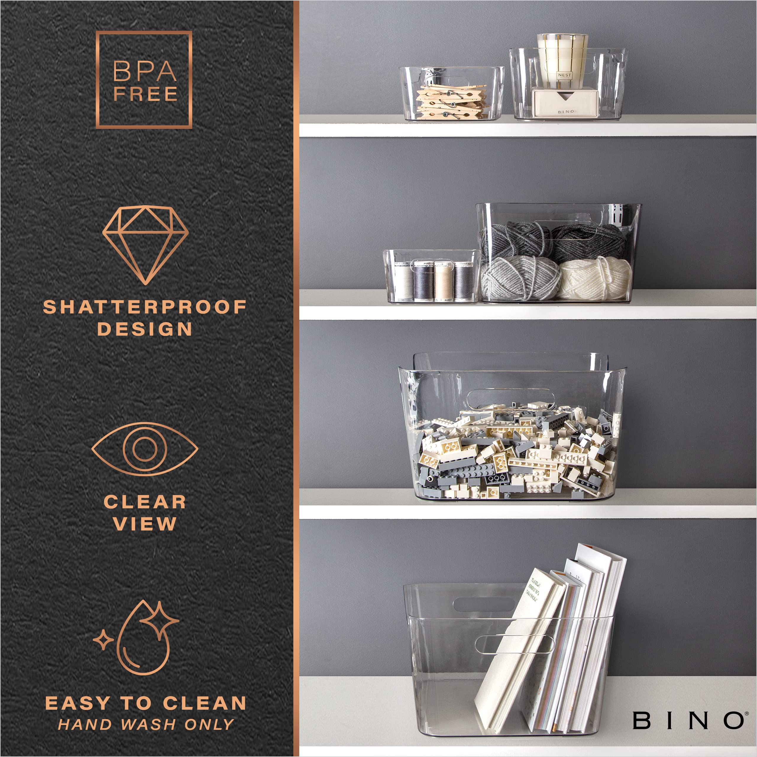 BINO bathroom medicine bin clear for orderly toiletries and supplies