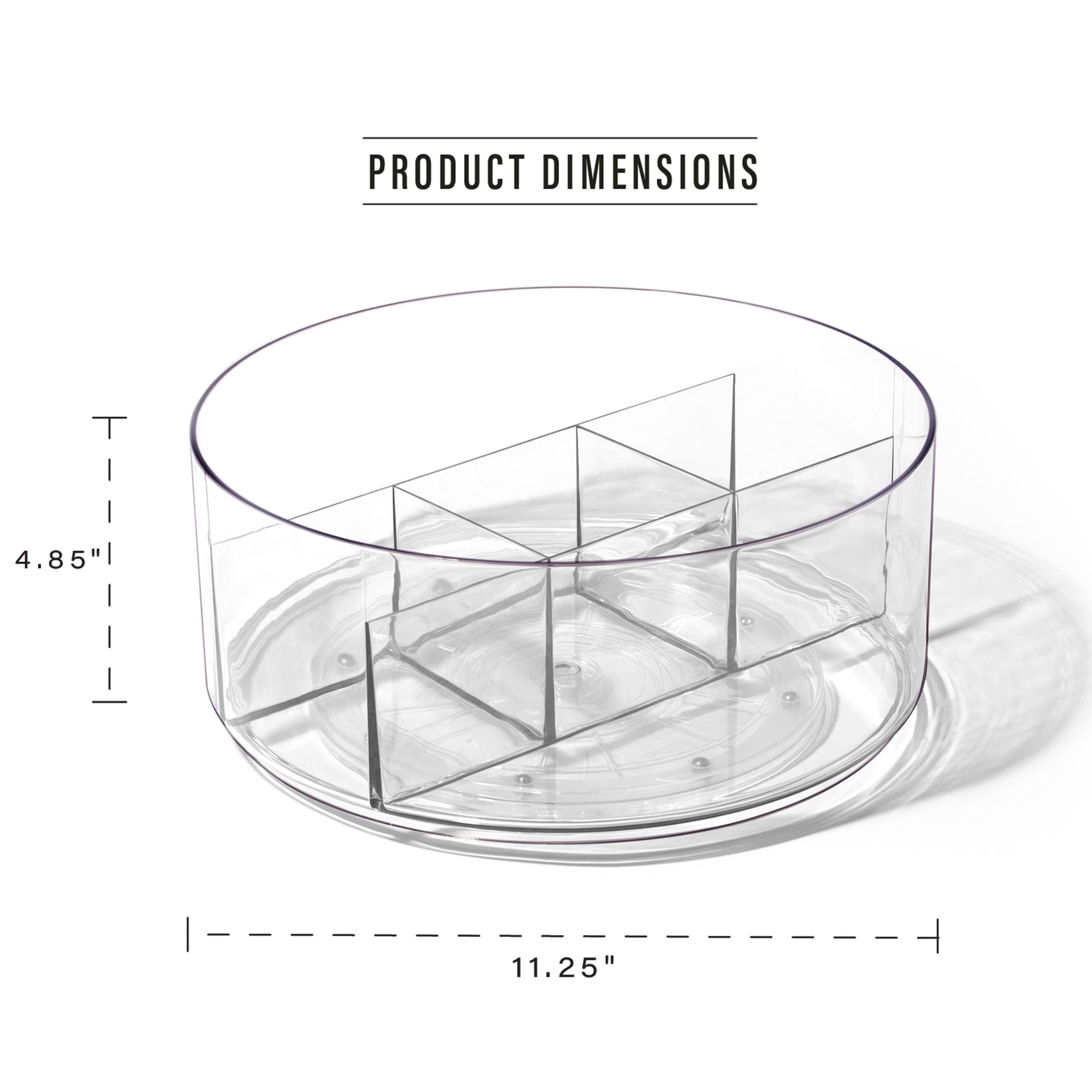BINO clear round organizer reveals contents for quick fridge access.