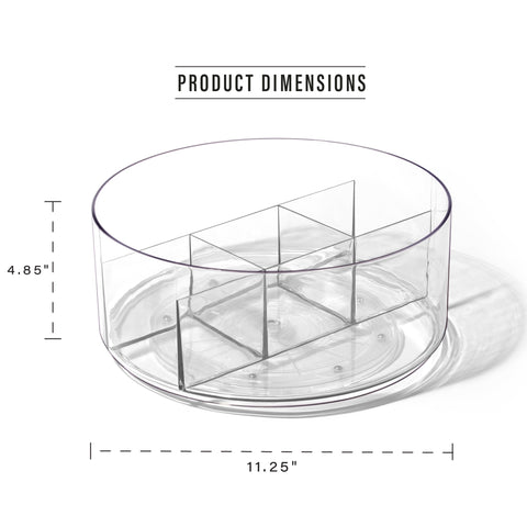 BINO clear round organizer reveals contents for quick fridge access.