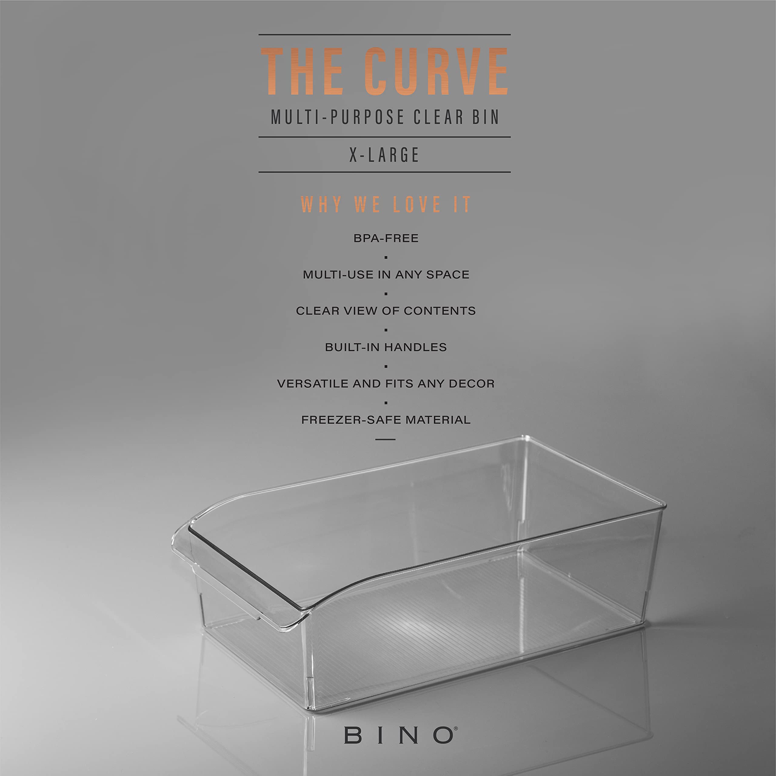 BINO clear plastic bin for pantry organization showing contents at a glance