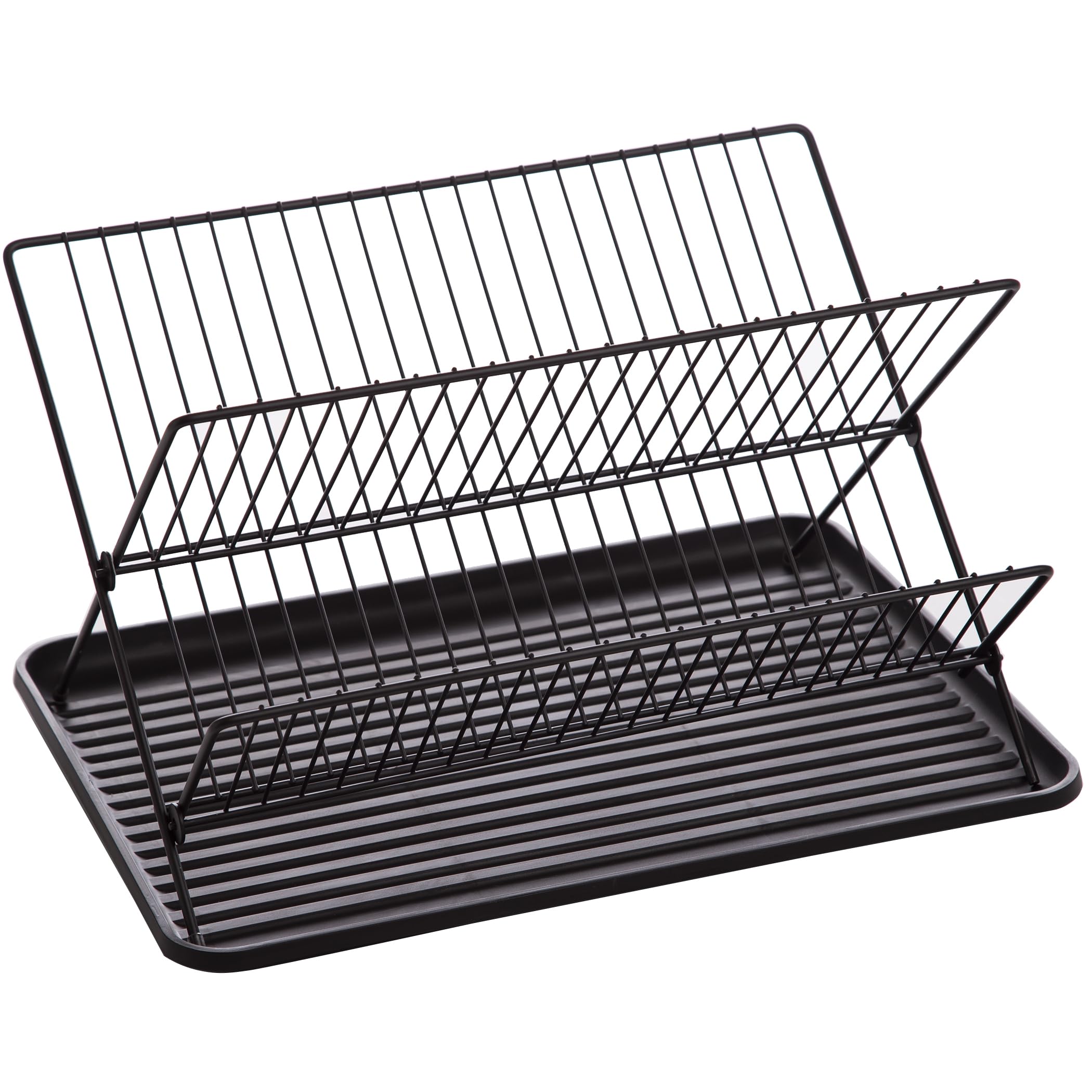 BINO collapsible dish rack with tray, top view showing quick drying and easy storage.