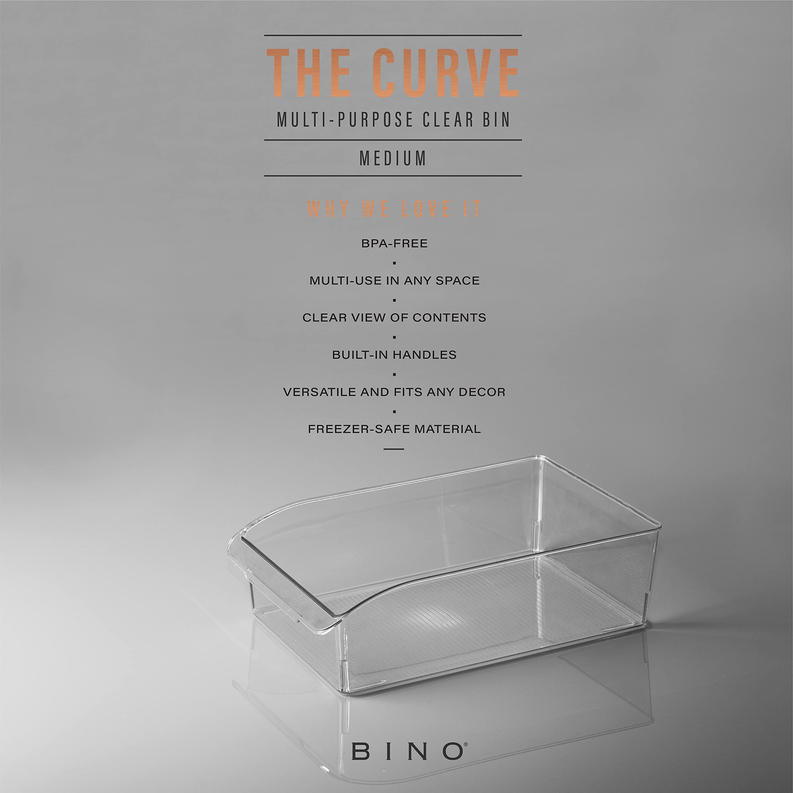 BINO Curve medium bin clear-view lets you see contents at a glance.