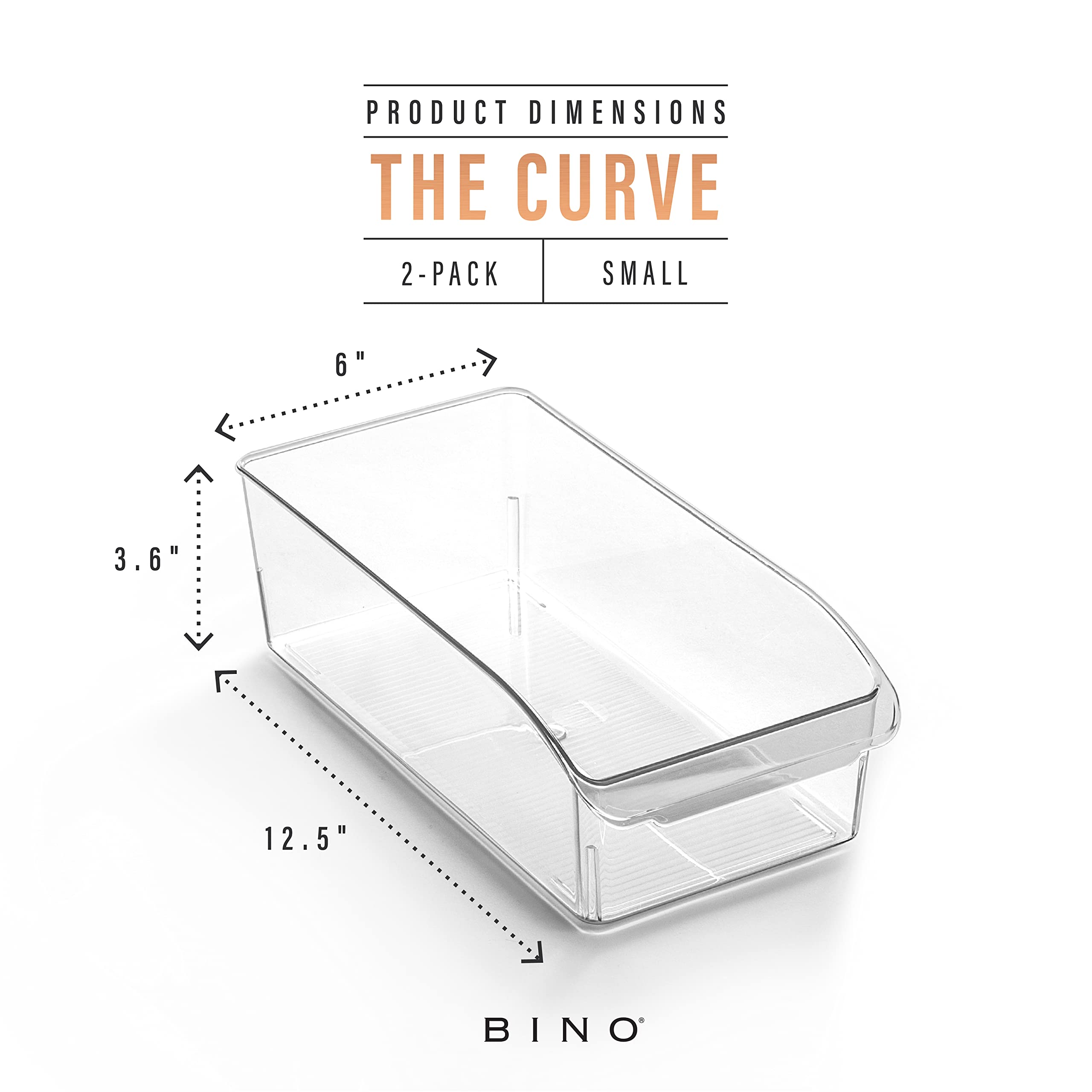 BINO Curve small bin made of clear material for quick content visibility