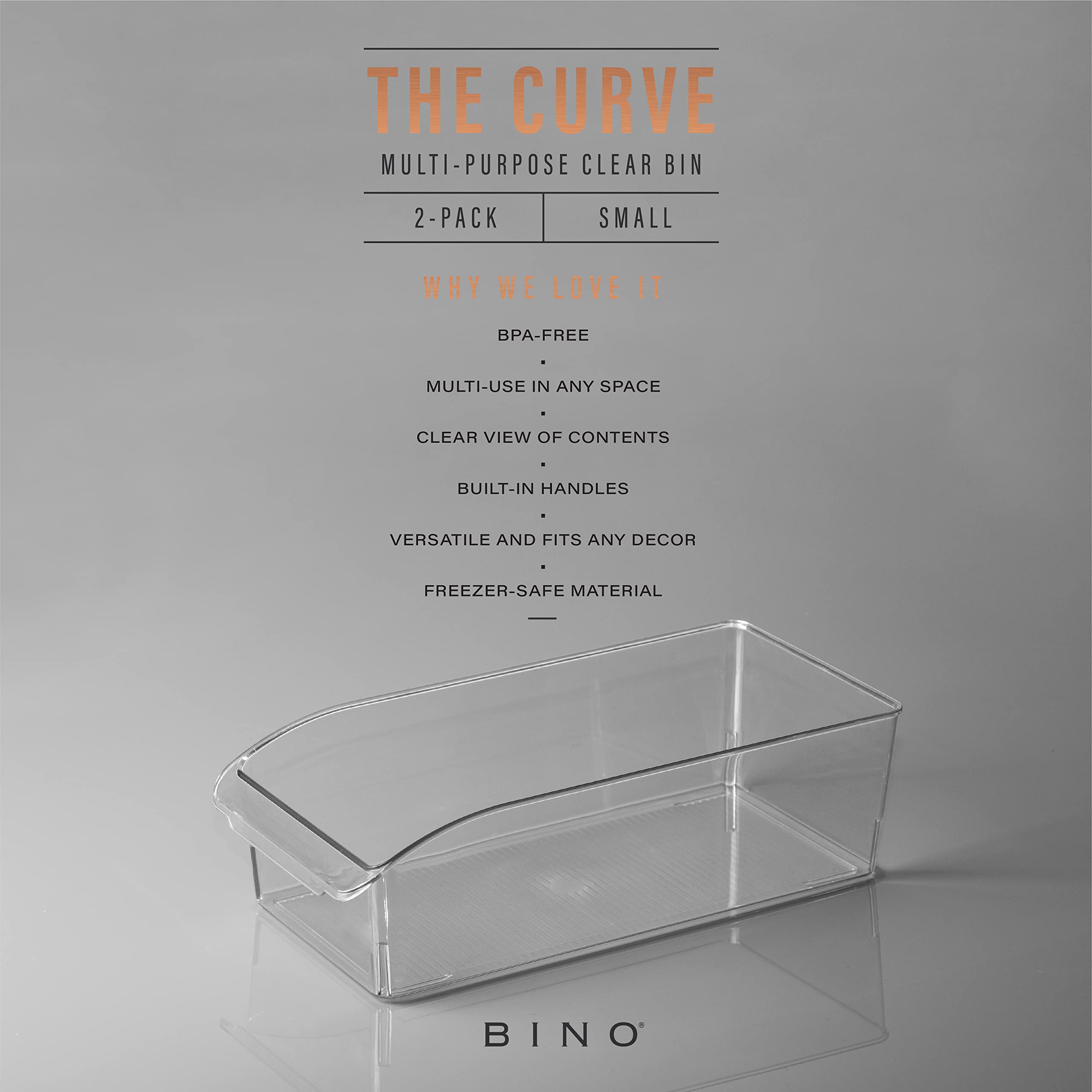 BINO Curve small bin stacked to demonstrate space-saving design