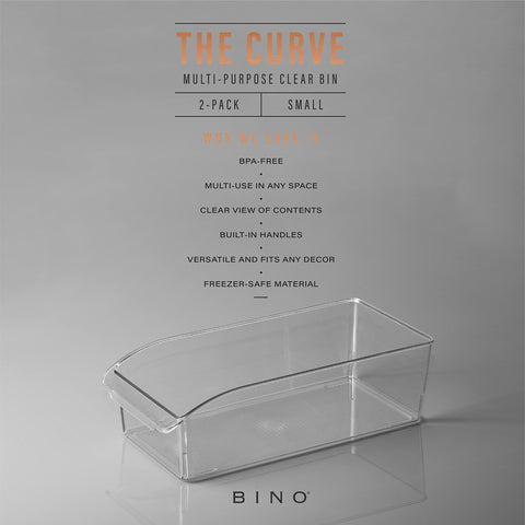 BINO Curve small bin stacked to demonstrate space-saving design