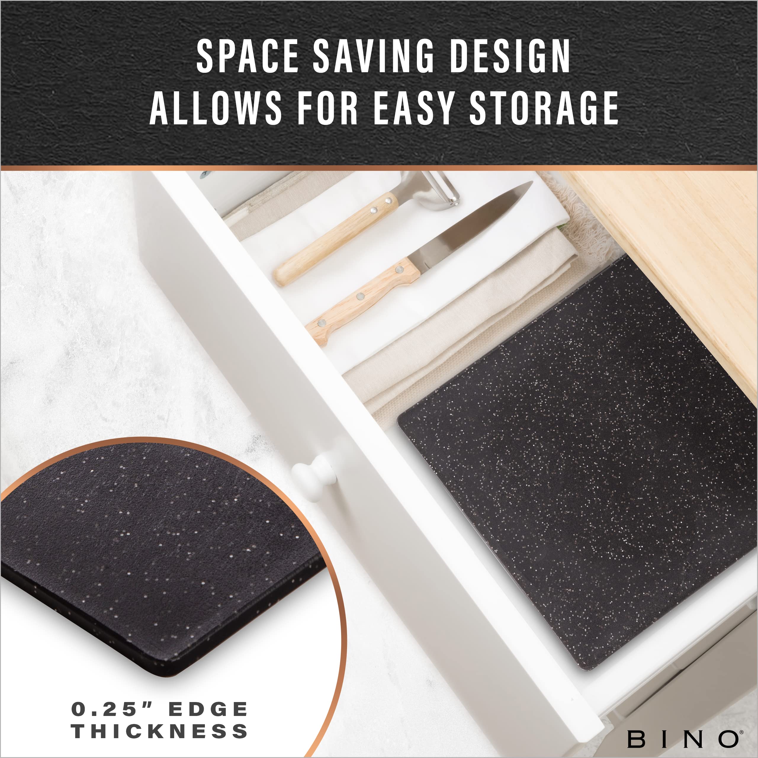 BINO cutting board black granite finish adds elegance.