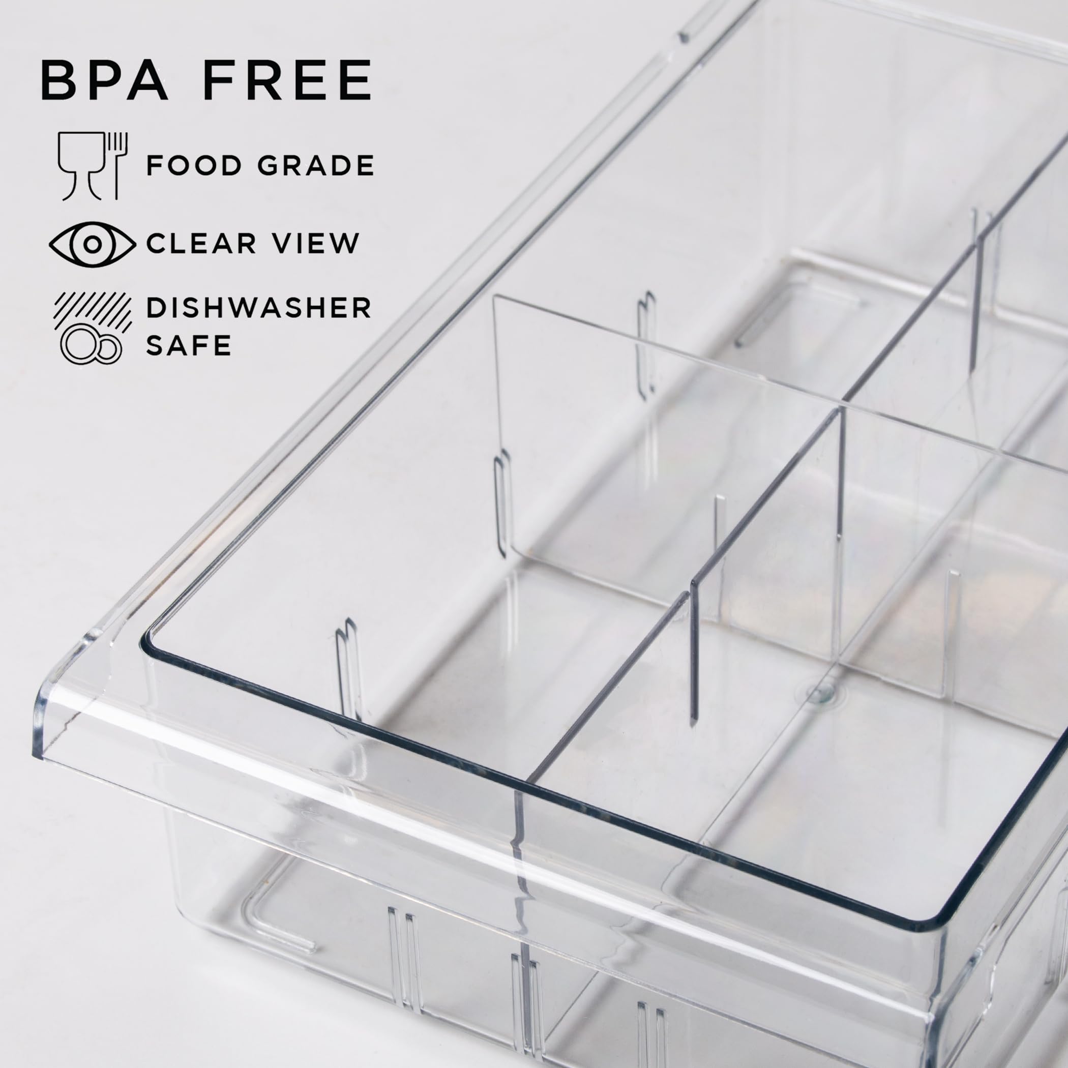 BINO four-grid setup helps customize storage for different items.