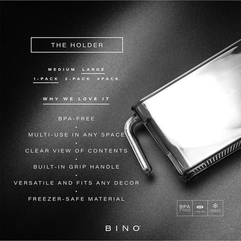 BINO fridge bin displays contents at a glance for quick access.