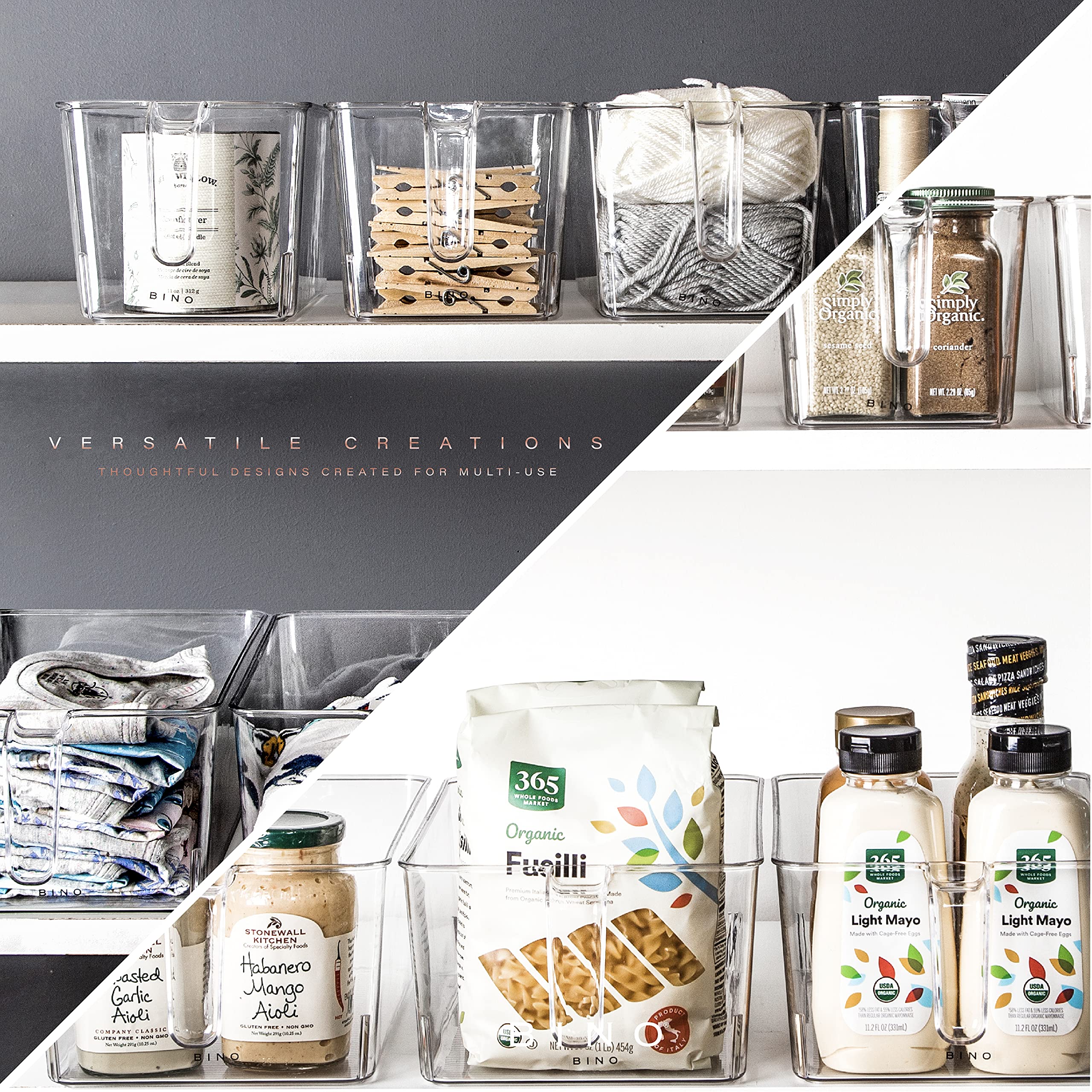BINO large storage bin provides clear visibility for easy retrieval.