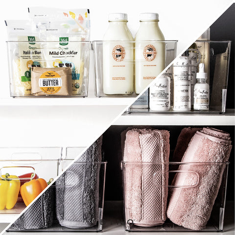 BINO Lodge with cutout handles demonstrating easy transport between shelves.