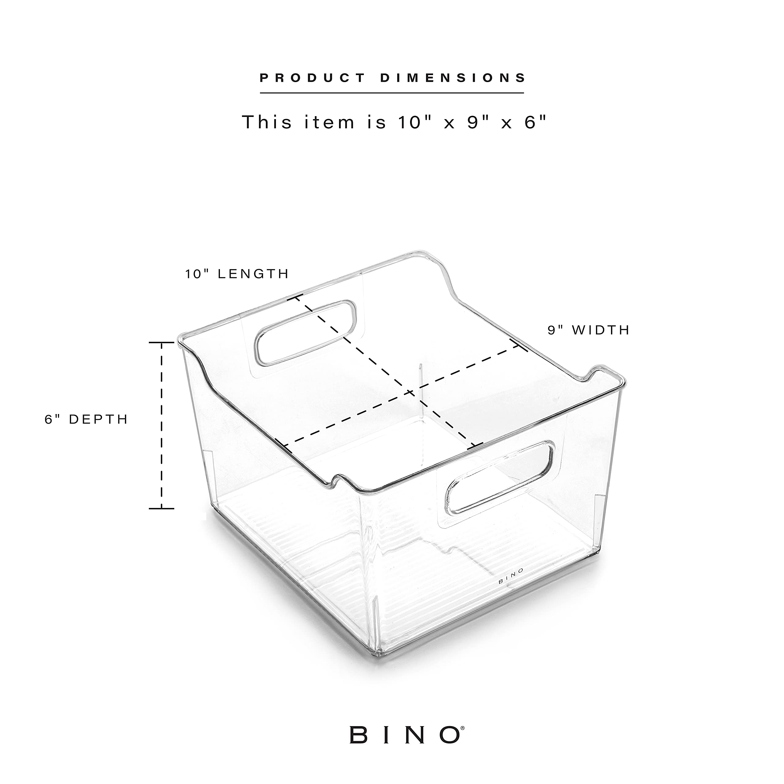 BINO Lodge clear-bin interior view emphasizing low-profile fridge organizer.