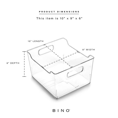 BINO Lodge clear-bin interior view emphasizing low-profile fridge organizer.