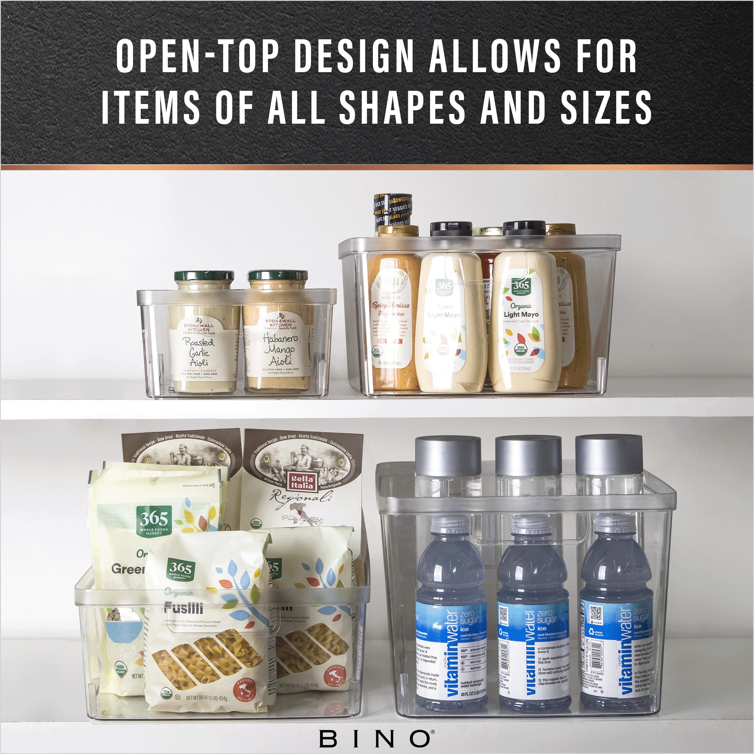 BINO Lucid see-through sides help quick glance for essentials.