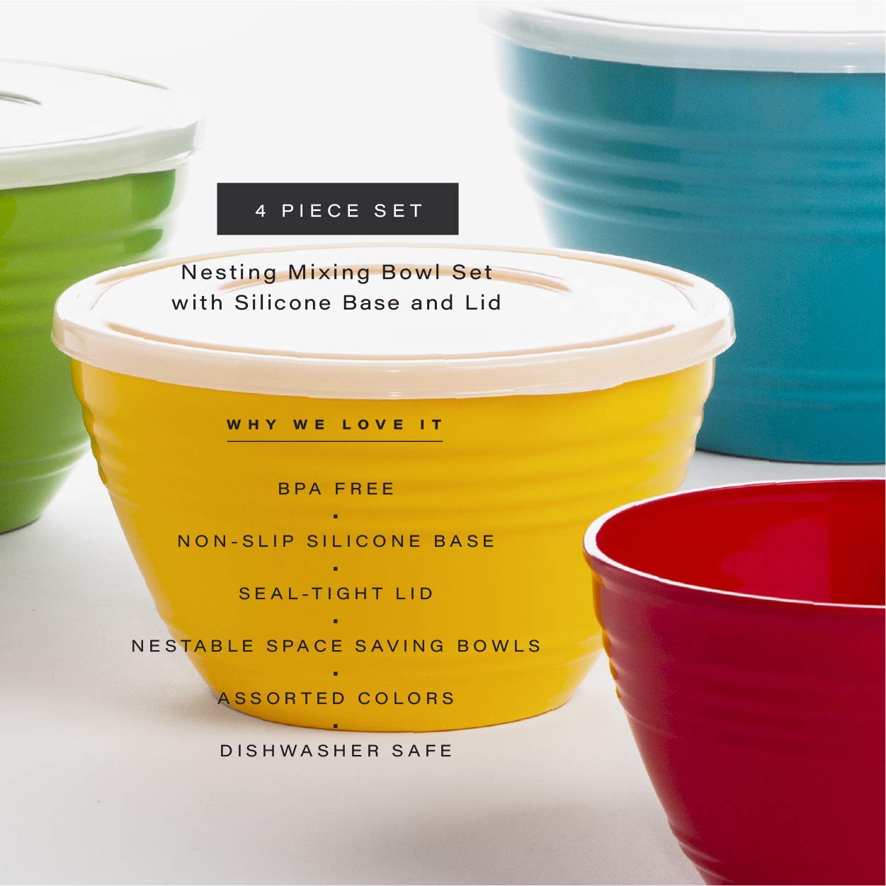 BINO mixing bowls space-saving nesting design saves cabinet space