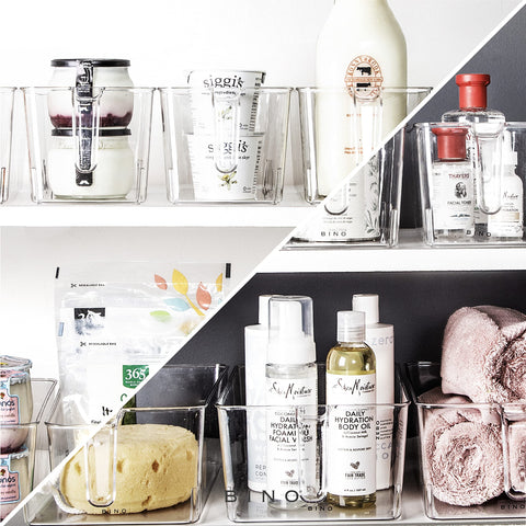 BINO nested storage bins save space when not in use.