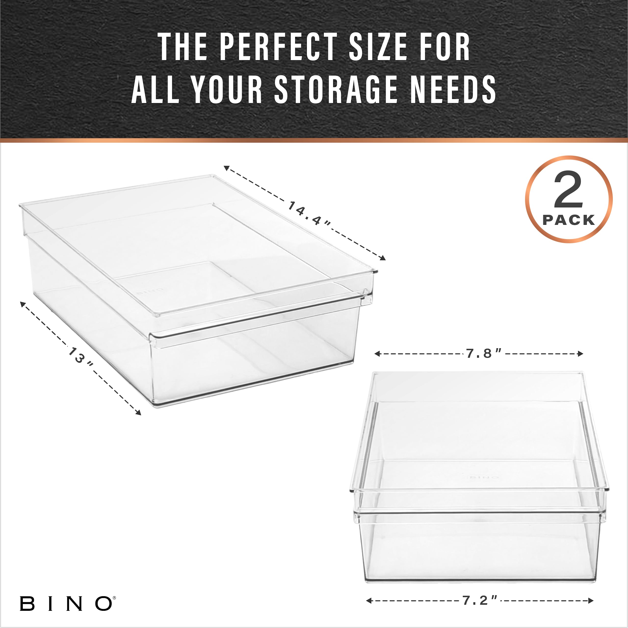 BINO pantry organization bin open on shelf for neat pantry storage
