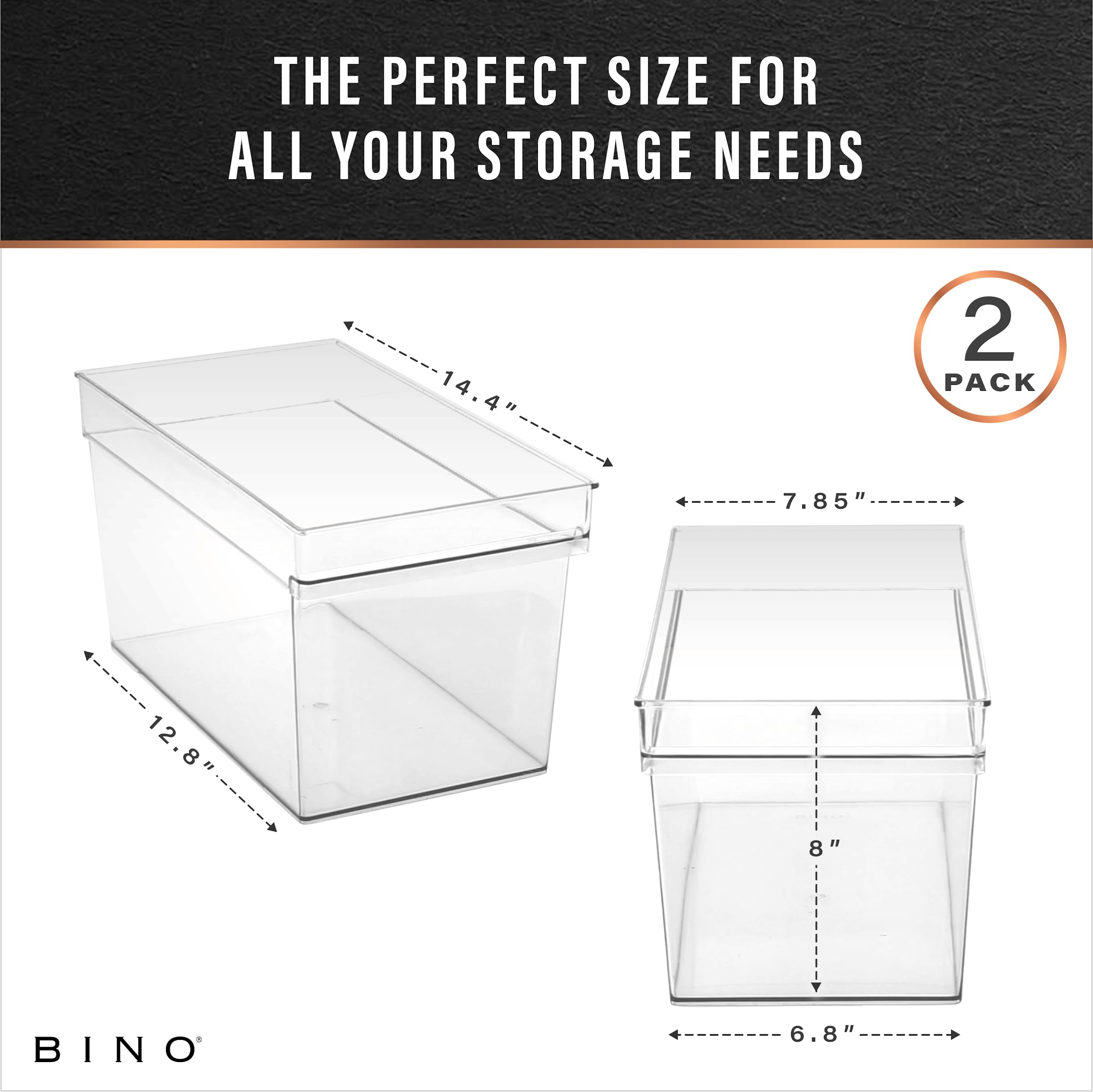 BINO pantry shelf storage bin see-through helps quick checks.