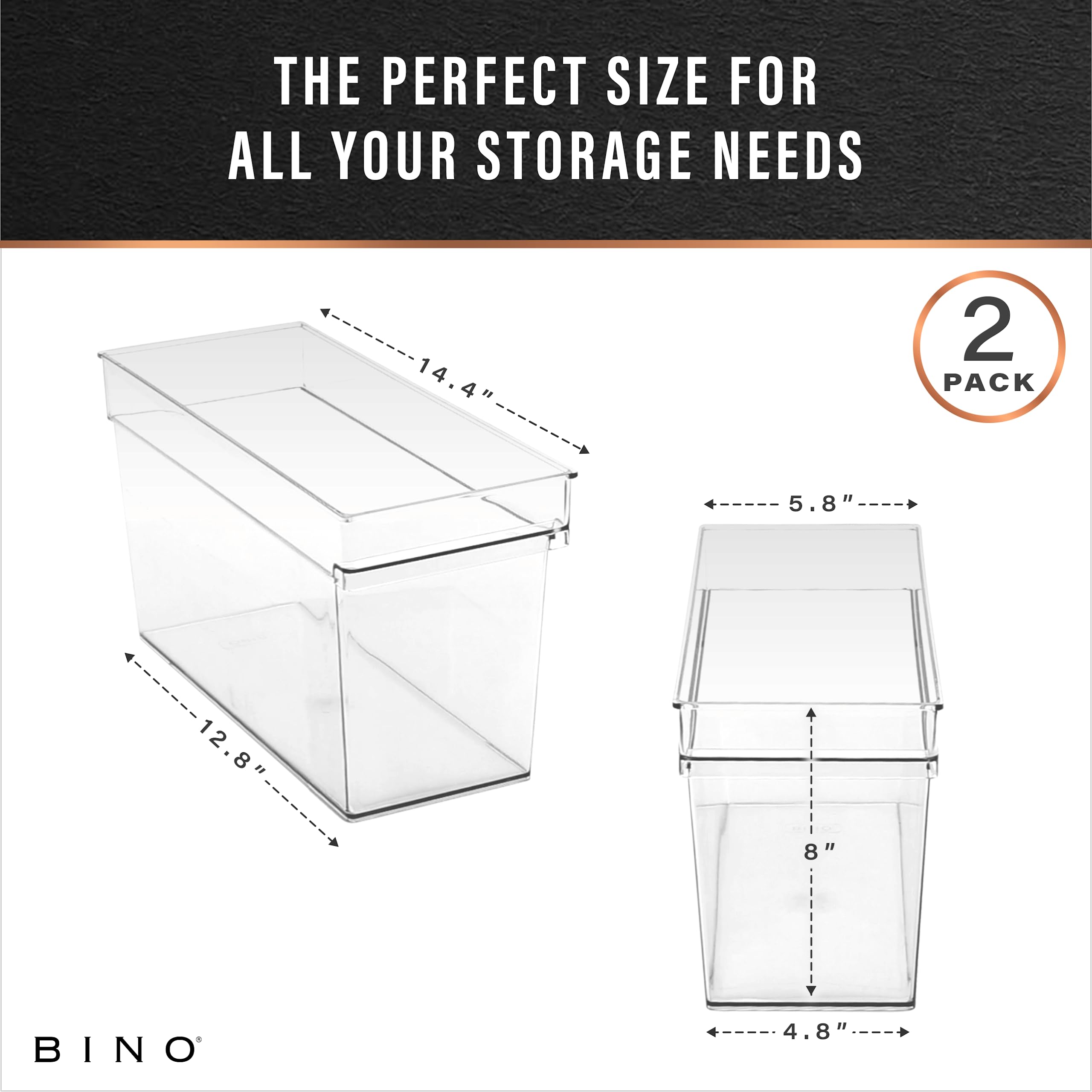 BINO pantry storage bin with see-through clarity for quick identification.