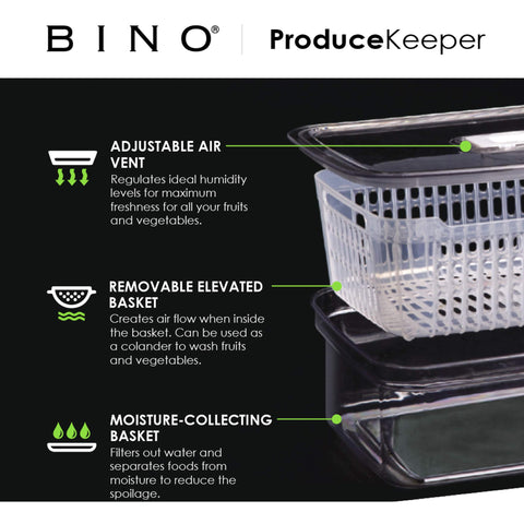 BINO Produce Saver airtight lid seals in freshness and blocks outside air