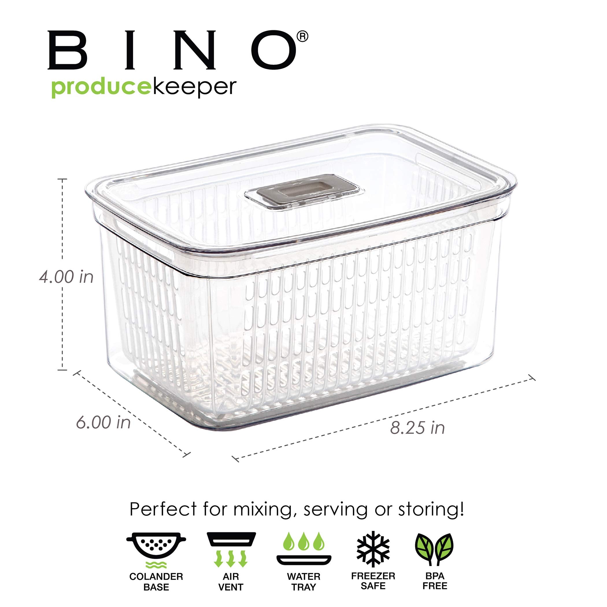 BINO Produce Saver removable basket for washing and draining produce