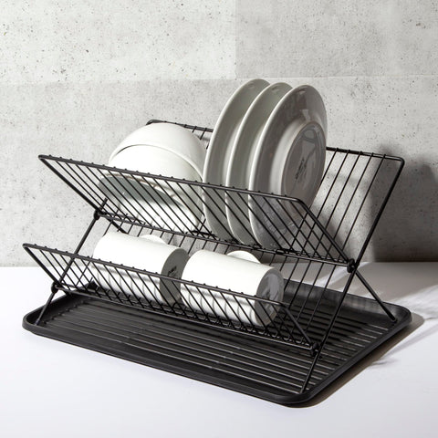 BINO rustproof aluminum rack in use, drying dishes efficiently on the tray.