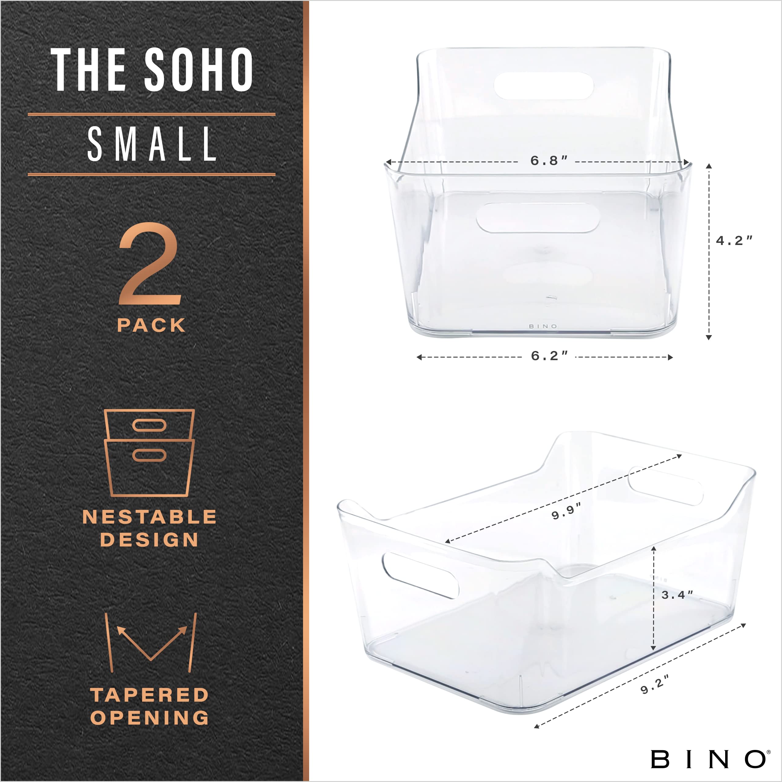 BINO SoHo collection fridge organizer bin with clear visibility for fast item checks