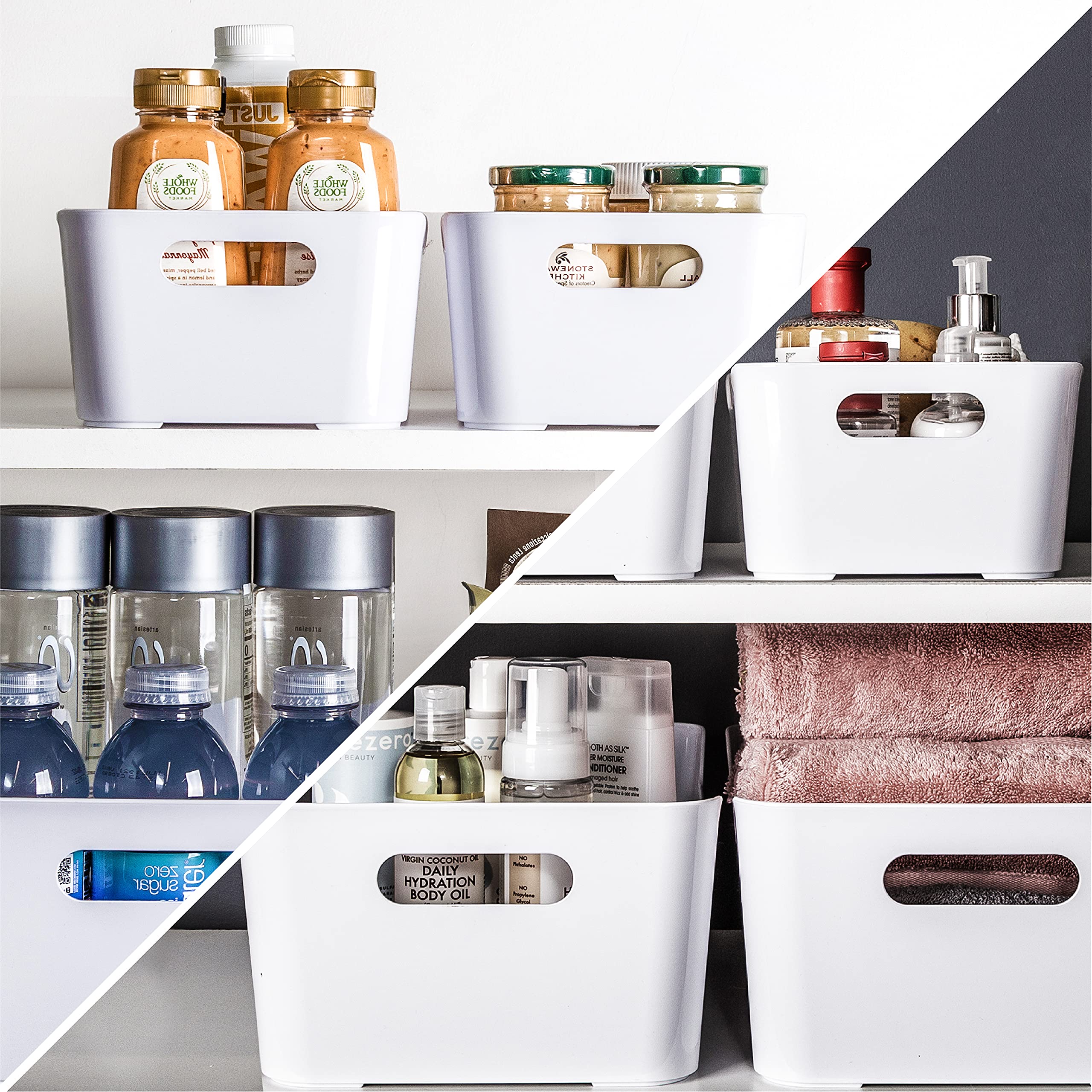 BINO SOHO small white storage bin on counter for instant reach.
