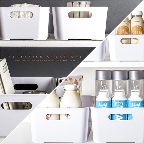 BINO SOHO small white storage bin stacked to save vertical space.