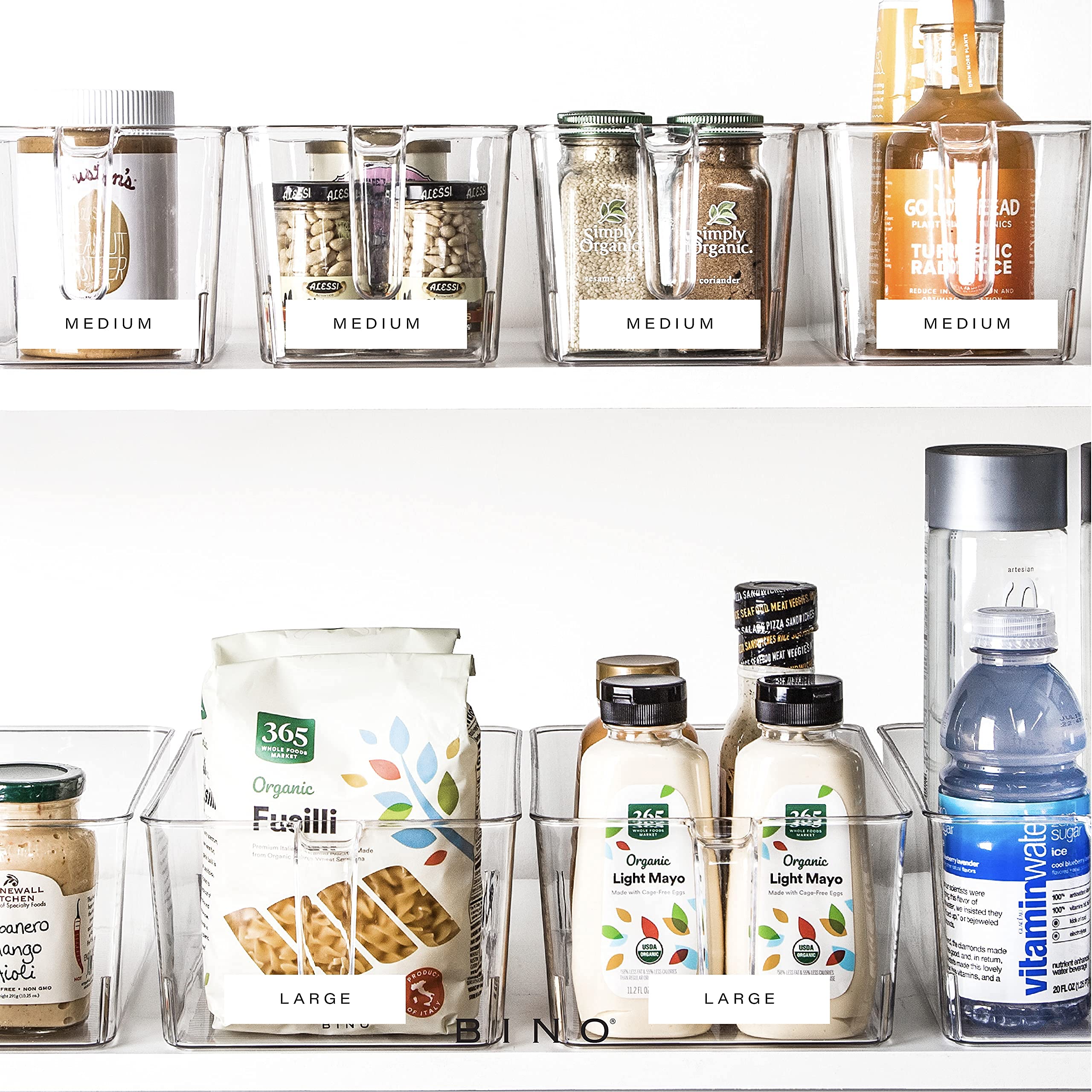 BINO versatile organizer for pantry, fridge, bathroom, or office storage.