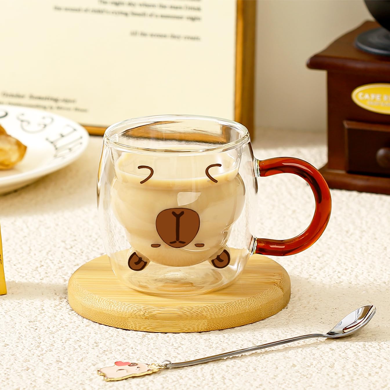 Binoster capybara mug with spoon, a cute stirring accessory