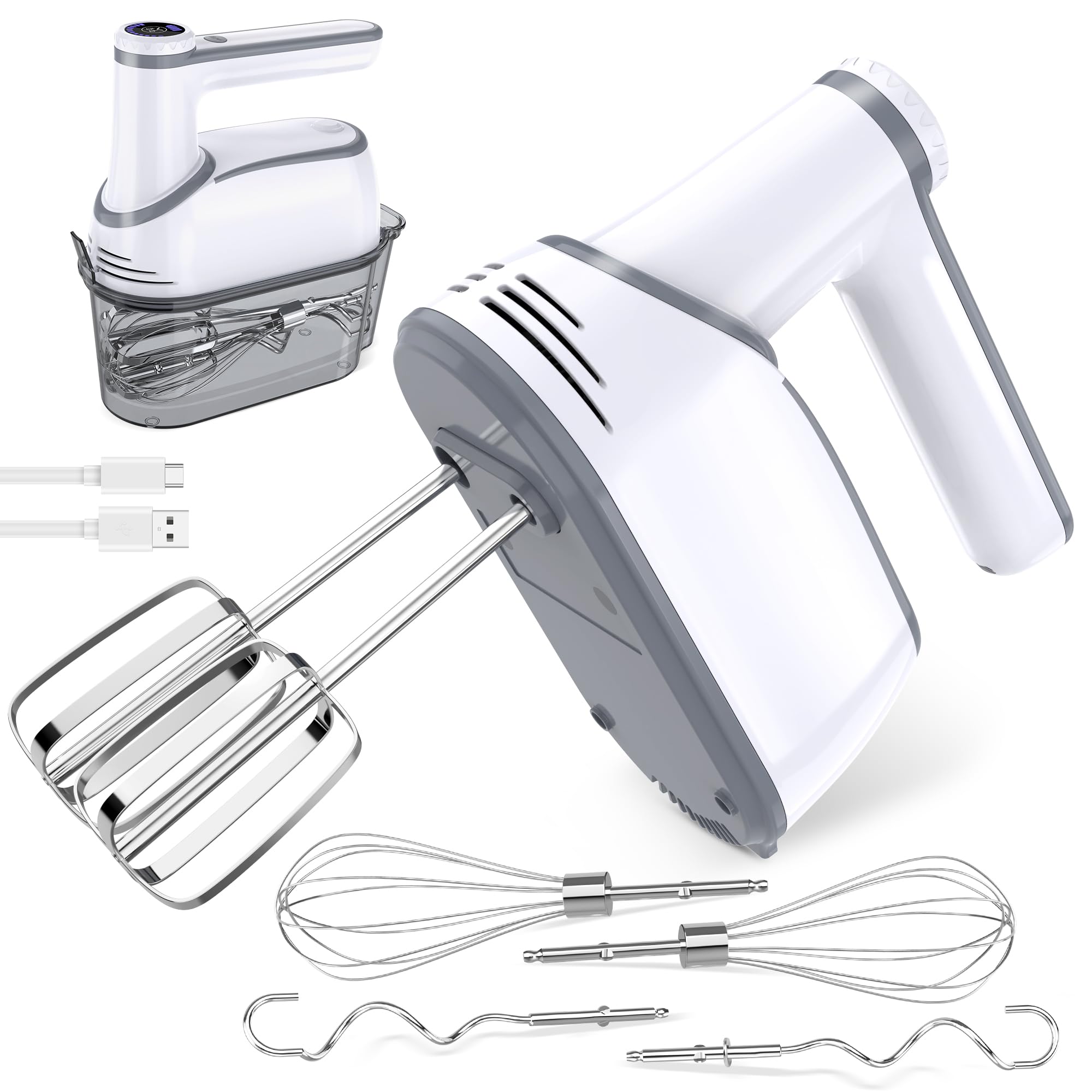 BinROC cordless hand mixer with attachments ready for easy baking prep