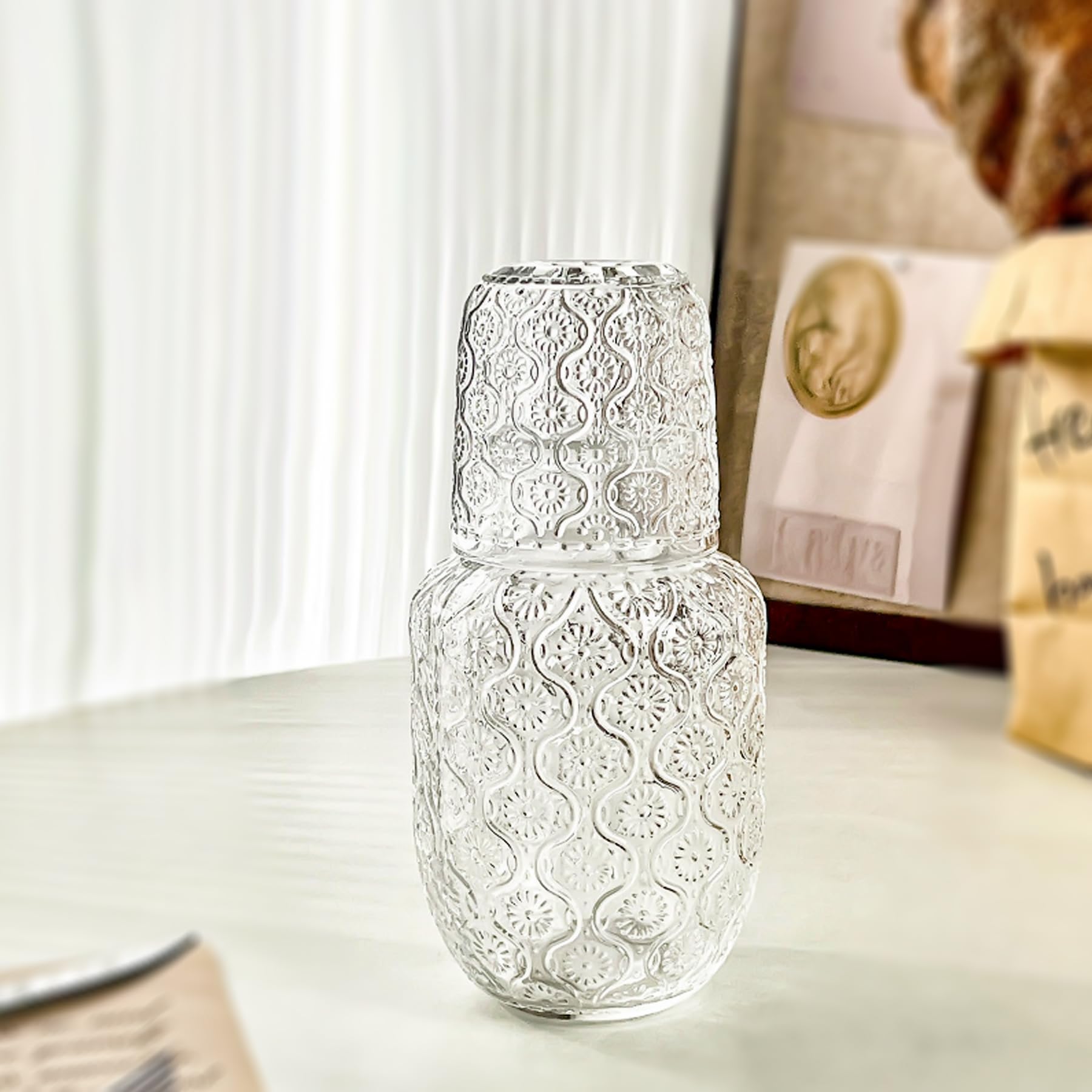 Binsakao ticked glass mouthwash decanter adds elegance to bathroom routines