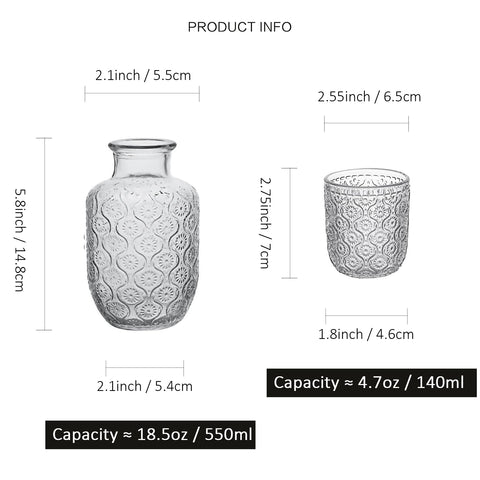 Binsakao matching glass set pairs with the carafe for a cohesive bedside display