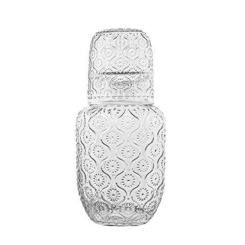 Binsakao vintage bedside water carafe and glass for easy nighttime hydration