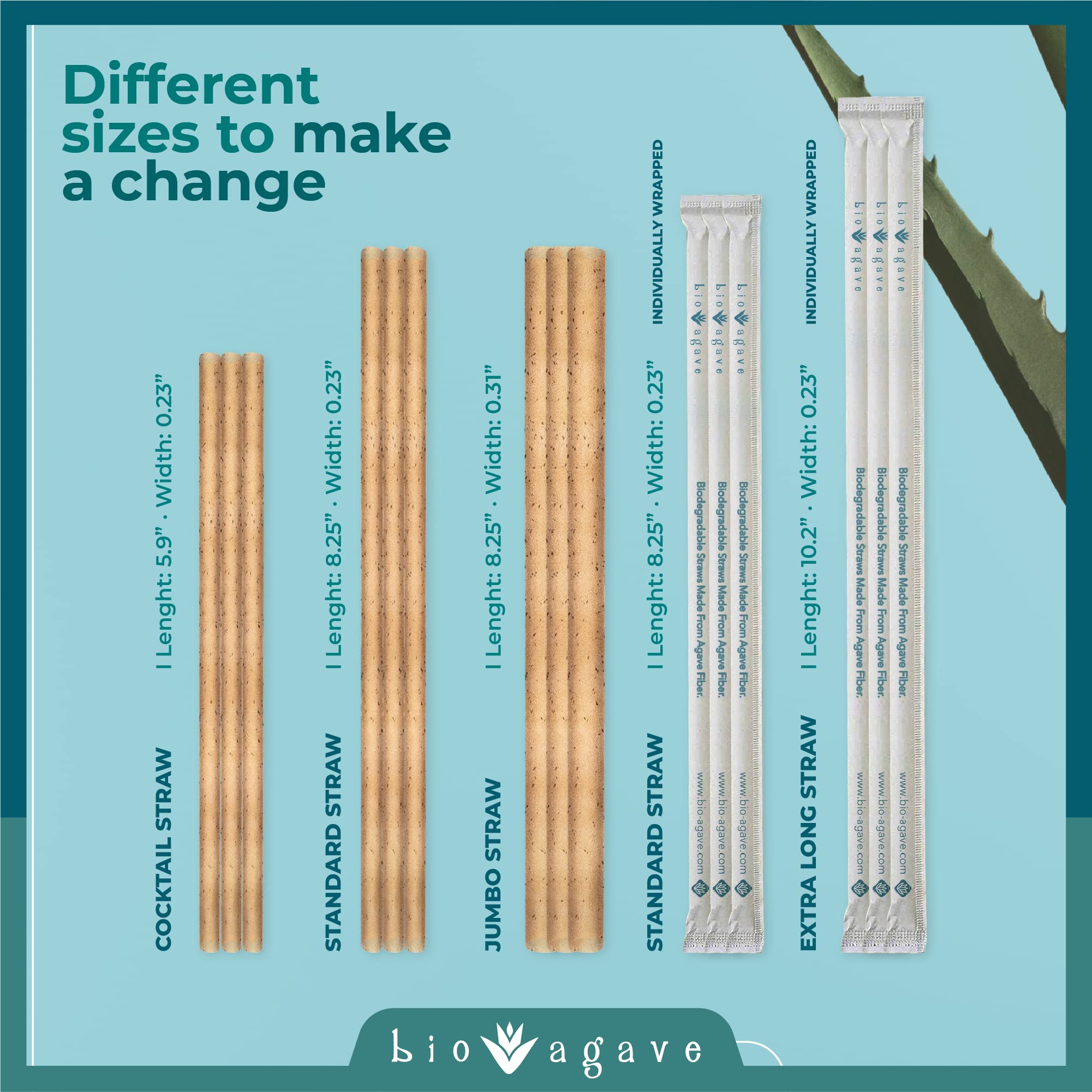 BIO AGAVE fiber-based straw highlighting sustainable material.