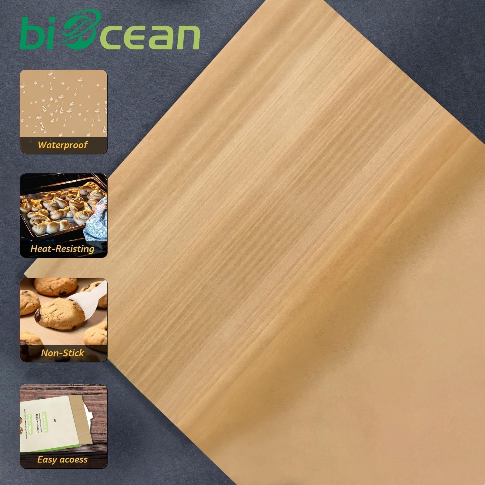 Biocean 16x24 precut parchment sheets silicone coated and non-toxic