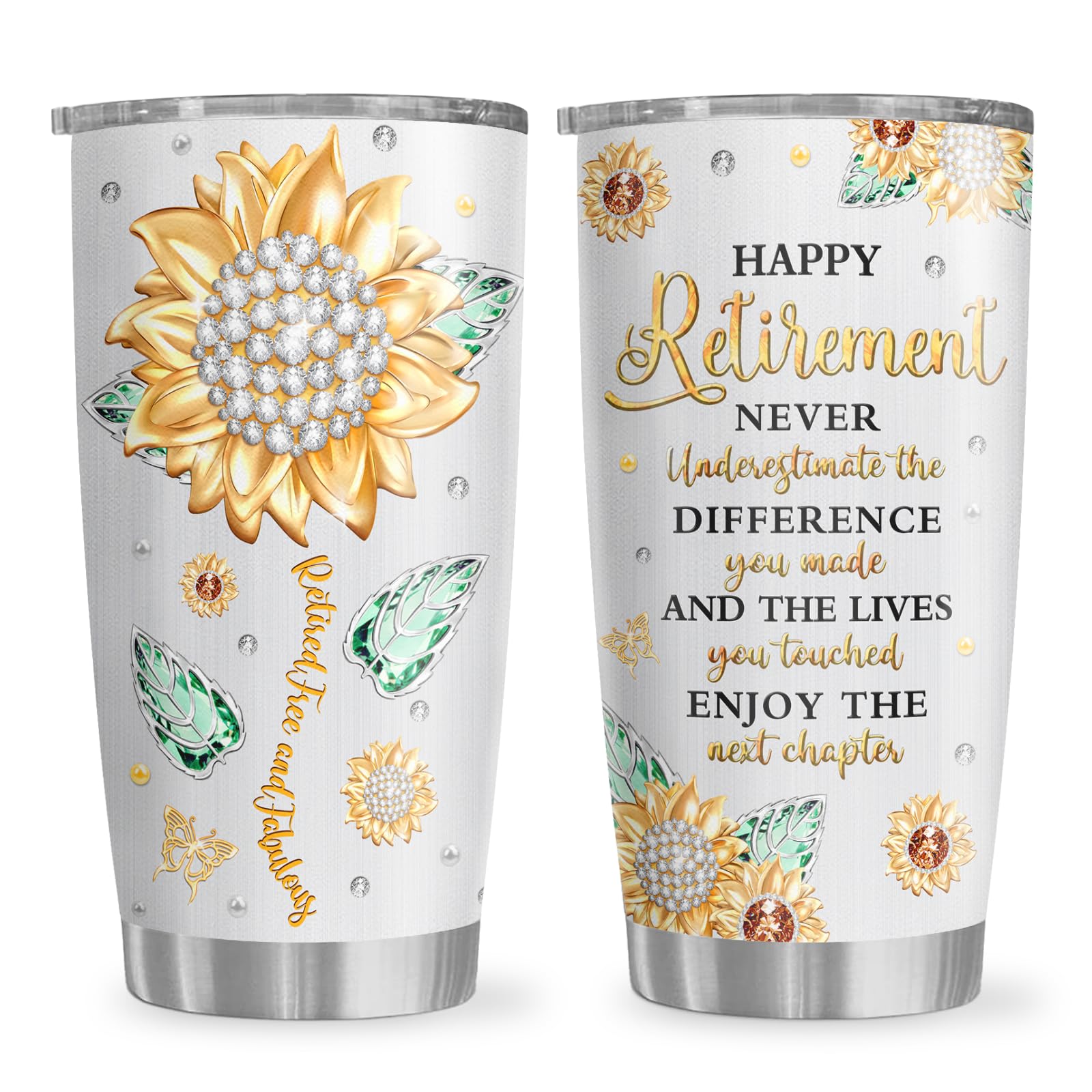 Biomlon retirement tumbler 20oz front design, ideal for gifting and daily use