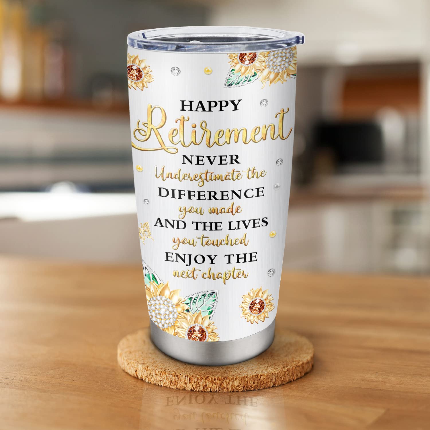 Biomlon retirement tumbler on an office desk for daily hydration