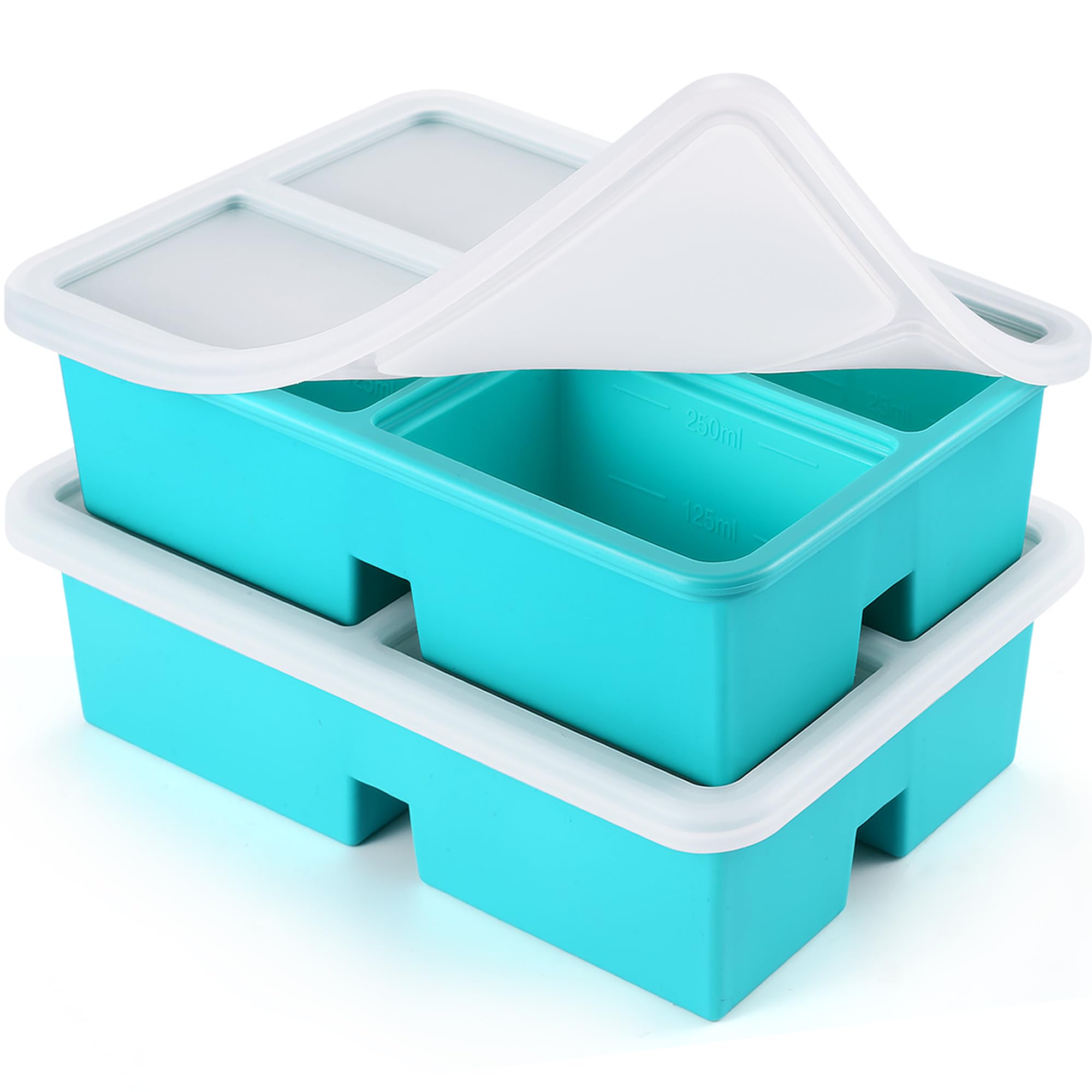 BIONMAPLE silicone freezer trays with lid for organized, leak-free freezing.