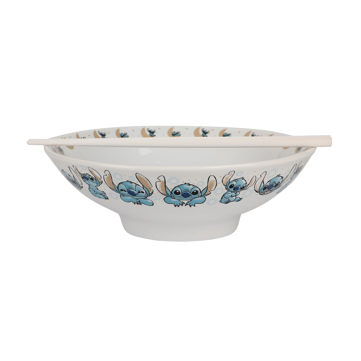 Bioworld Disney Stitch ramen bowl with chopsticks for a playful, convenient ramen dining experience