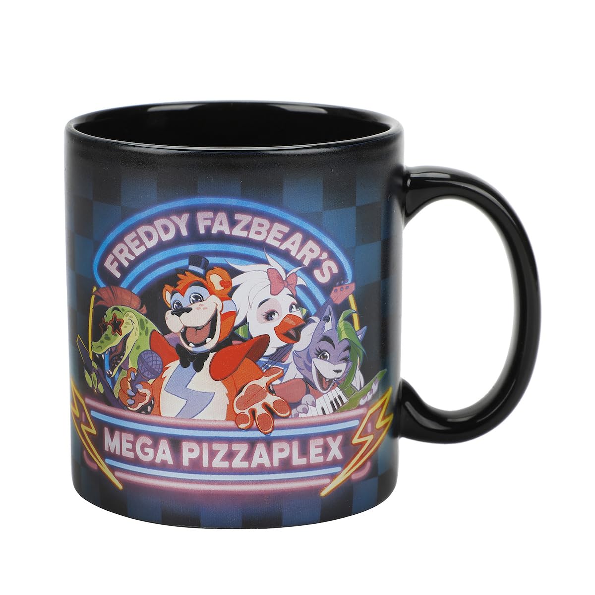 Bioworld mug crafted in stoneware with durable black glaze for daily use.