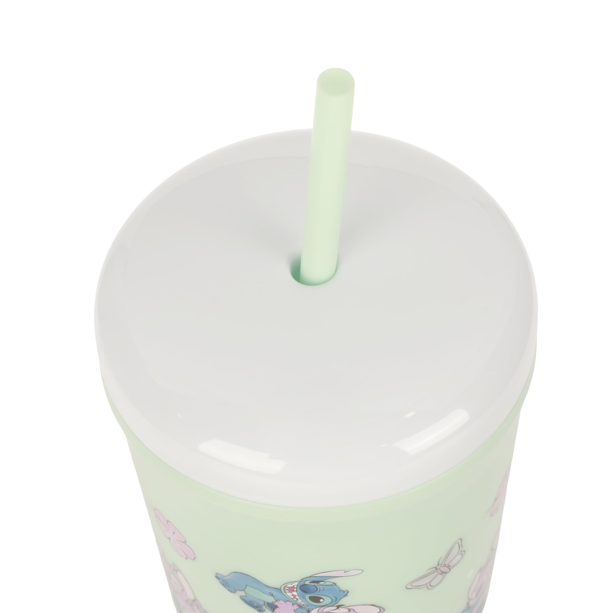 Hand wash recommended to preserve finish on Bioworld Lilo Stitch tumbler