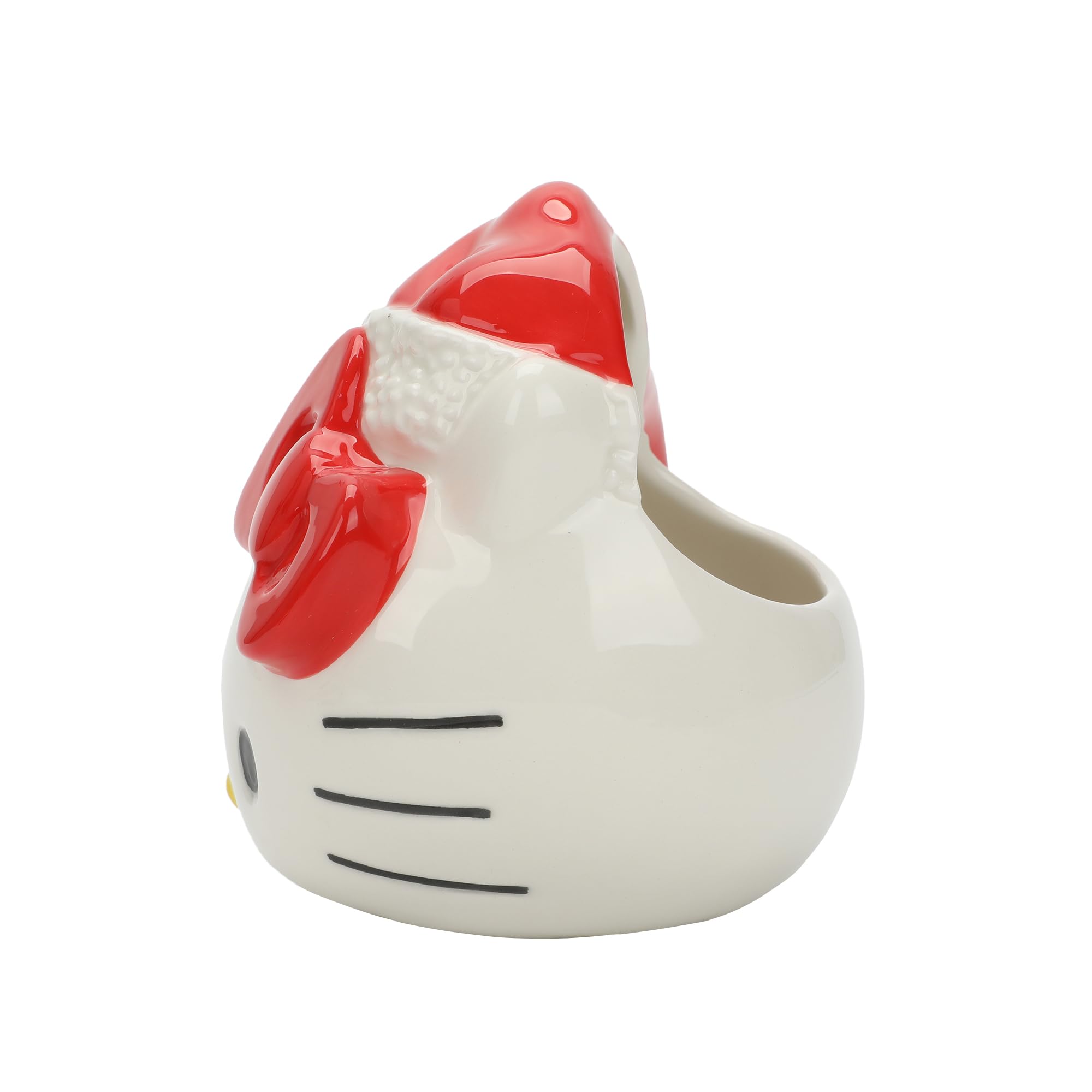 Detailed hand-painted features on Bioworld Hello Kitty Santa Hat mug