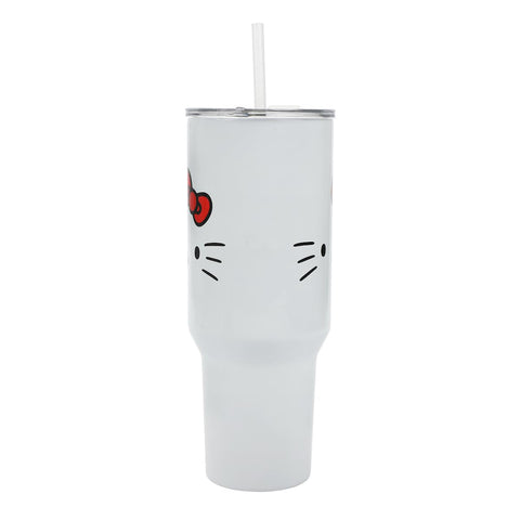 Bioworld Hello Kitty tumbler ergonomic bow handle provides comfortable grip.