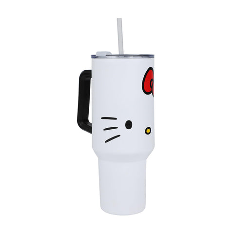 Hello Kitty tumbler lid close-up highlighting leak-proof seal for on-the-go use.