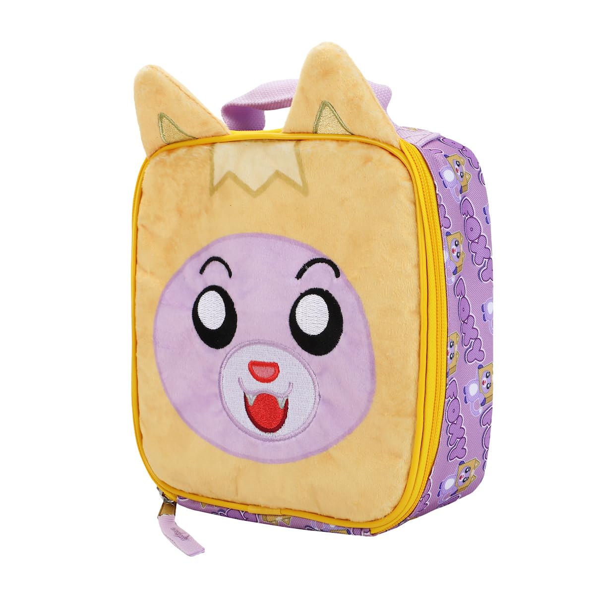 Bioworld Lankybox Foxy lunchbox open lid highlighting quick access to snacks.