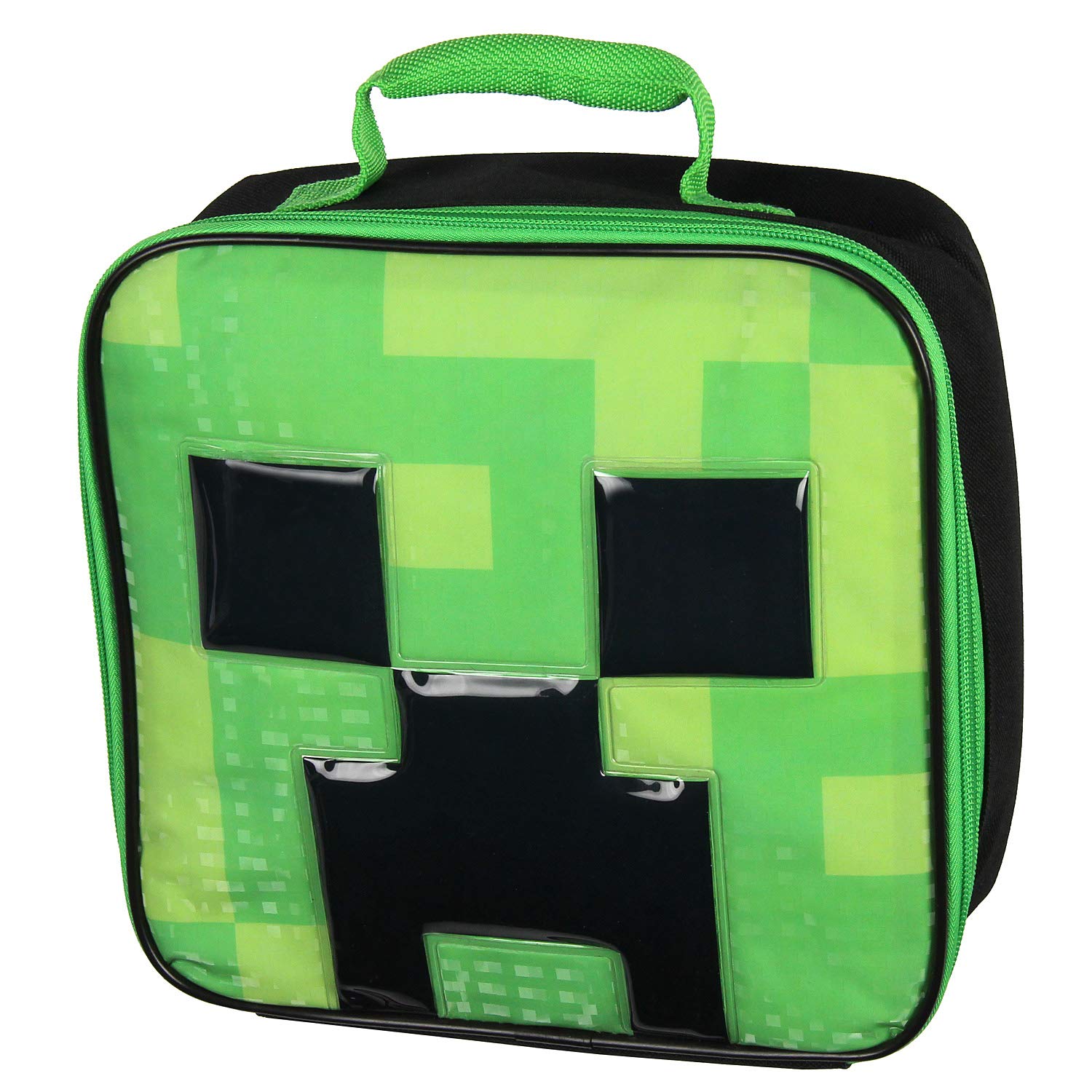 Bioworld Minecraft Creeper lunch box front view keeps meals cool for school or work
