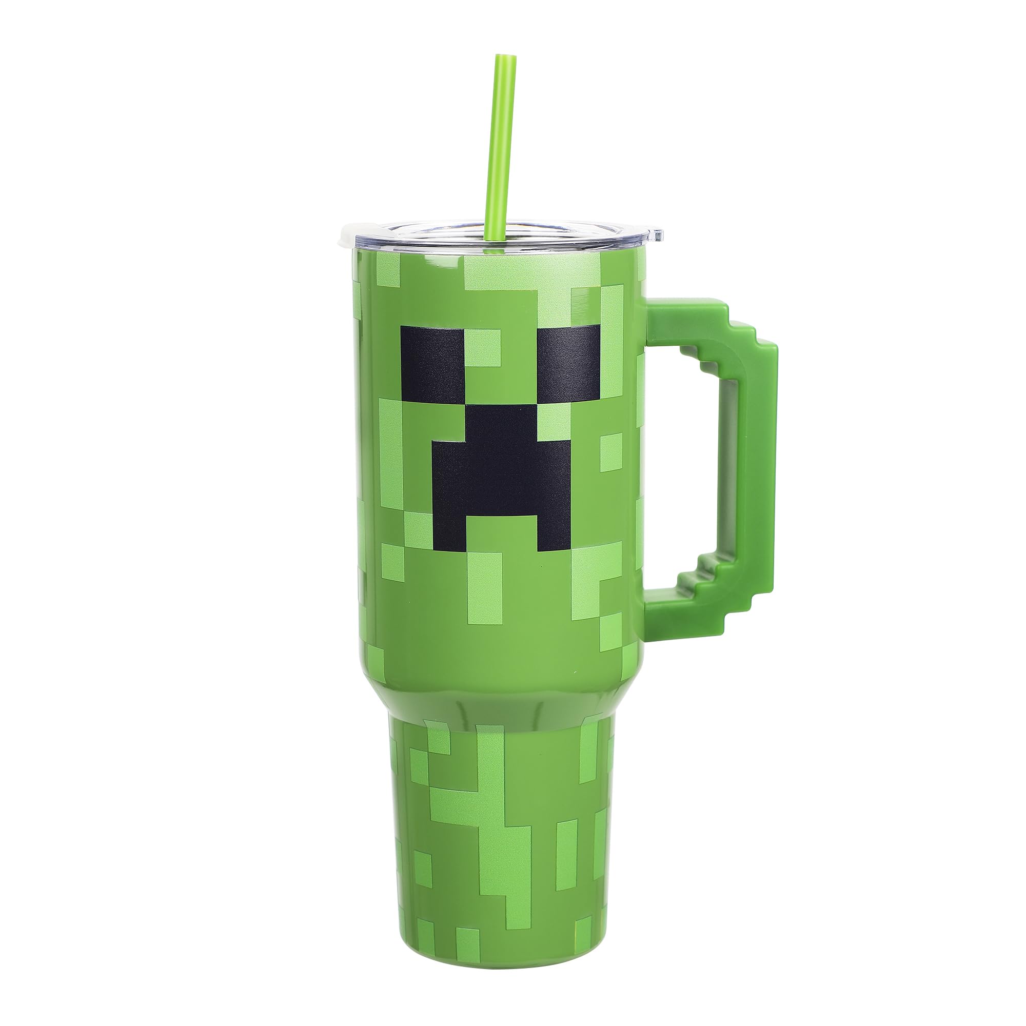 Bioworld Creeper pixelated-handle design adds grip for easy carrying.
